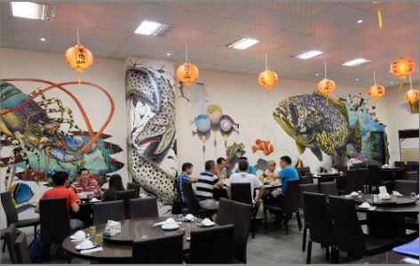 资中海鲜餐厅墙体彩绘